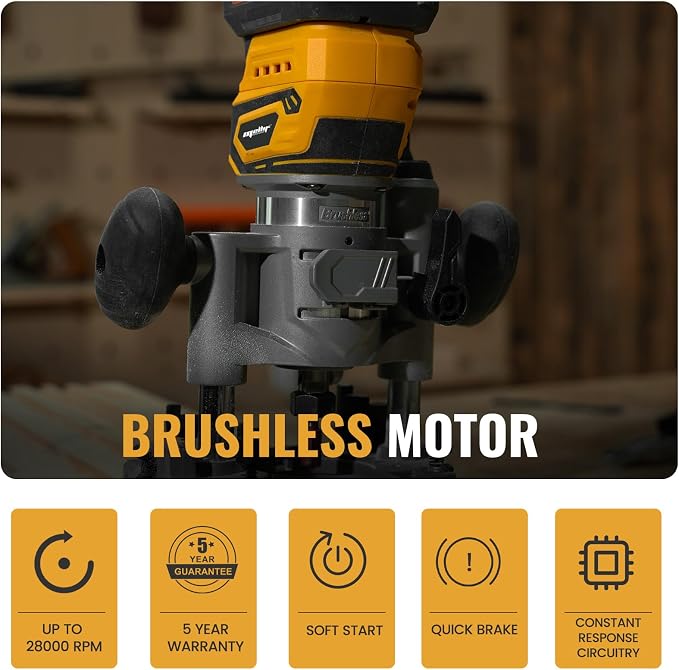 Compact Router Plunge/Fixed Base Kit (Tool Only), Compatible with Dewalt 20V 60V MAX Battery, Cordless, Brushless, Variable Speed, Wood Plam Router Tool For Woodworking, 12 PCS 1/4"Router Bits