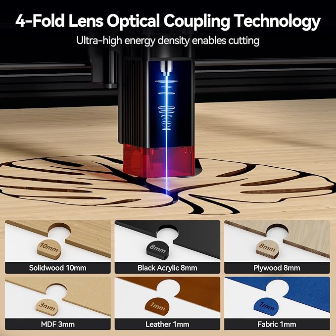 Laser Engraver, LE400PRO 50W Laser Engraving Machine for Beginners, 5.5W 400x400mm Large Working Area High Precision Laser Engraver and Cutter Machine for Wood Acrylic Leather (Class 1 Output 5500mW)