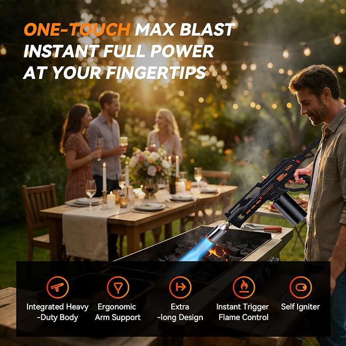 Powerful Propane Torch,36.8" Extra Long Blow Torch & Flamethrower with Trigger,Heavy Duty Cooking Searing Torch for Fire Starting,Grilling,Sous Vide Searing Steak & Weeding(Propane Tank Not Included)