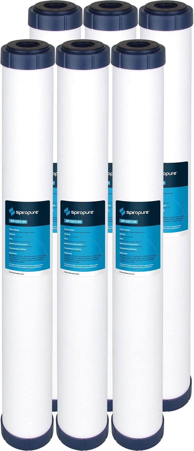 SpiroPure SP-CC1-20 20x2.5 Catalytic Carbon Water Filter Cartridge (6 Pack)