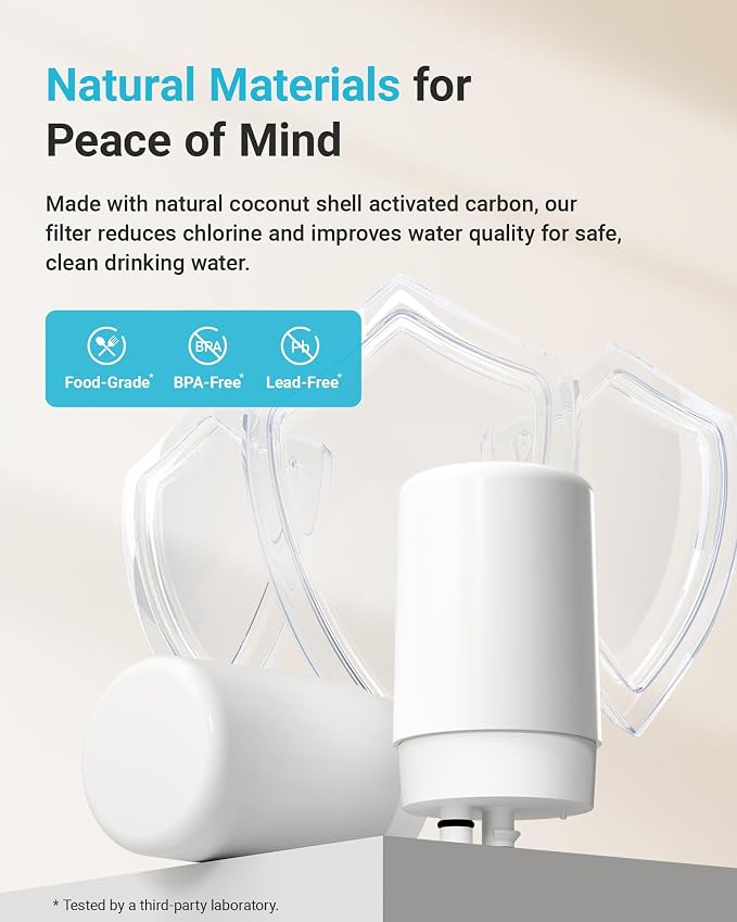AQUA CREST 7027W Faucet Water Filter, Replacement for Brita® Filter, Brita® Faucet 36311 On Tap Water Filtration System, FR-200, FF-100 Replacement Filter, White, 6 Pack