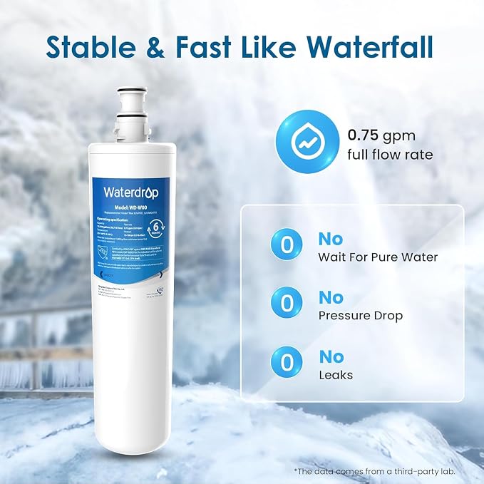 Waterdrop 3US-MAX-F01 3US-PF01 Maximum Replacement Filter, Replacement for Filtrete® Advanced 3US-PF01, 3US-MAX-F01, 3US-PS01, 3US-MAX-S01, Manitowoc K-00337, K-00338, NSF/ANSI 42 Certified, 4 Pack