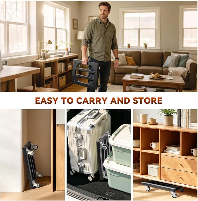 Nefish 2 Pack Furniture Dolly 16" X 12" Heavy Duty 2000Lbs Connectable Moving Dollies with 4 Wheels Iron Flat Dolly for Moving Boxes,Furniture, Appliances