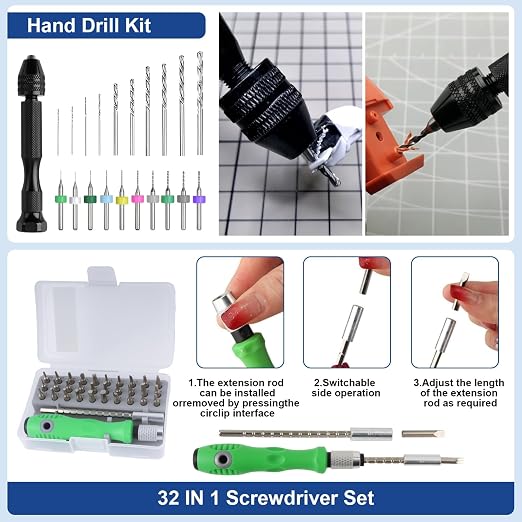 304PCS 3D Printing Accessory Tools with Tool Box for 3D Printer Modeler Basic Tools,Multi-spec Nozzle Cleaning Remove Kit & mini Electric Grinder for Remove/Trim and Finish 3D Print