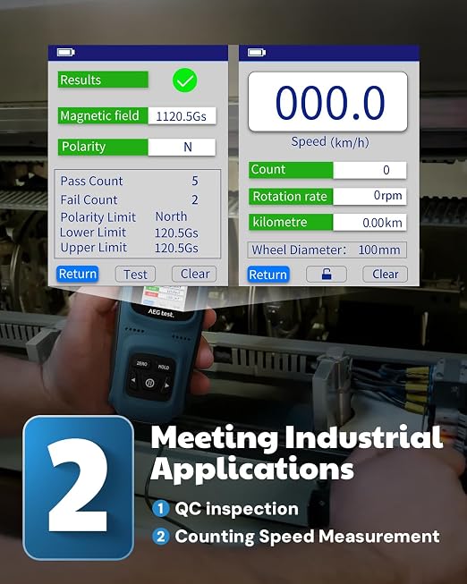 8103 Gauss Meter, Rechargeable Tesla Meter 0-2500mT, Transverse Probe, Magnetometer with Data Logging and Alarm, Magnetic Field Strength and Pole Tester, ±5% Accuracy for Factories, Workshops
