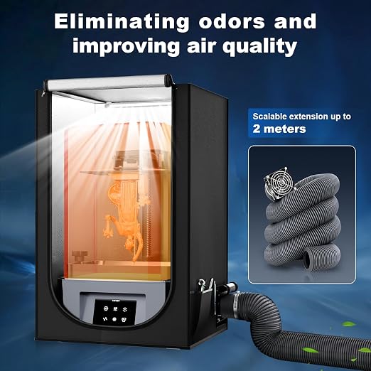 Multifunctional Resin 3D Printer Enclosure with Ventilation Kit & LED Light, 3D Printer Vented Enclosure Tent Eliminate Odors Dustproof Isolate Noise for Anycubic Elegoo LCD Resin UV 3D Printers