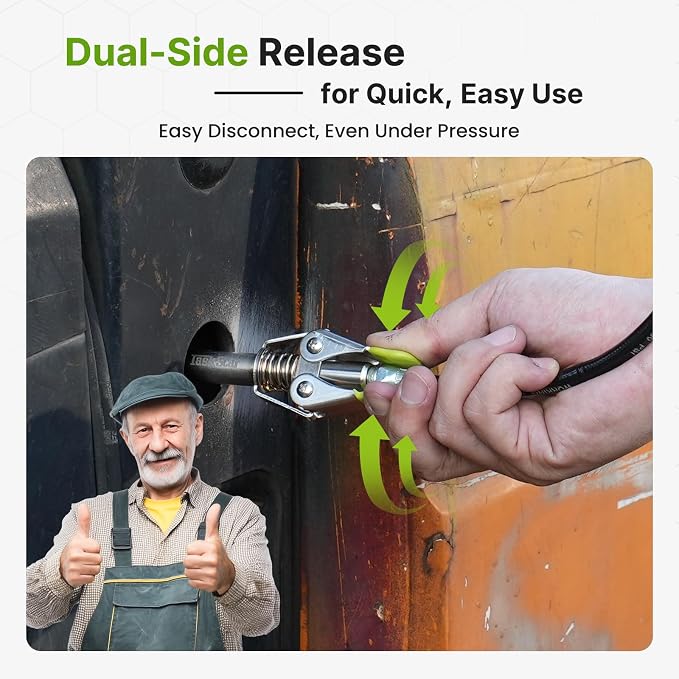 TaskStar 12000 PSI Grease Gun Coupler: 2025 Upgrade with Quick-Release Design & 6-Jaw Secure Lock, Compatible with All Grease Guns, Grease Tips Built for Easy Greasing Tractors, Trucks & Equipment