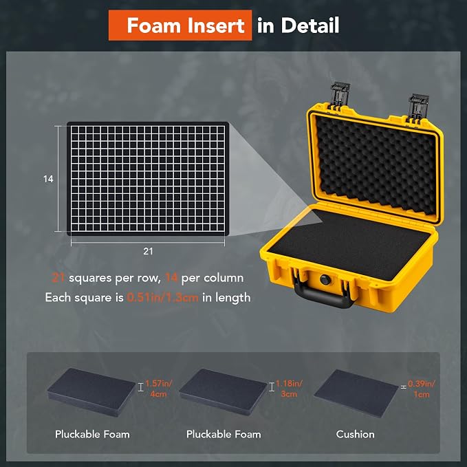 Lykus HC-3010 Waterproof Hard Case with Customizable Foam Insert, Interior Size 11.81x7.87x4.72 in, Suitable for Pistol, Camera, Lens, Drone, Mic, Flashlight, Electronics, Tools, and More