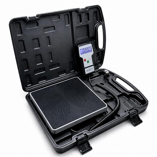 220 Lbs High-Precision Refrigerant Scale with Carrying Case – Digital Scale for HVAC Freon Charging and Compatible with All Recovery Tanks