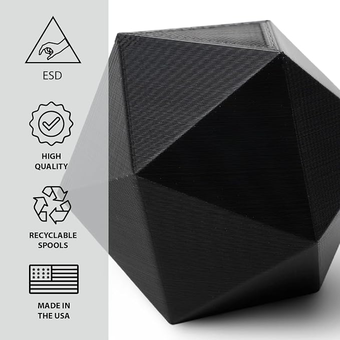 Protopasta Static Dissipative PETG Black 3D Printer Filament for ESD Safe Prints | Easy Printing with Low Warp and Wear | 1.75mm Filament | 1kg with Recyclable Cardboard Spool