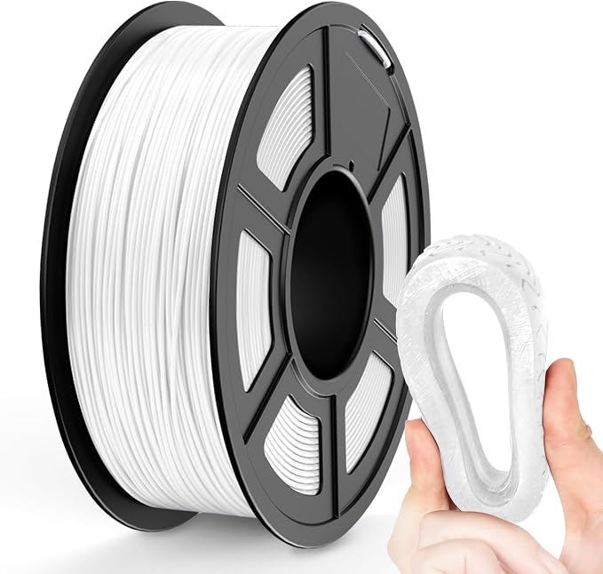TECBEARS TPU Filament 1.75mm, 95A 3D Printer Filament, Flexible TPU Filament for Fast Printing, Dimensional Accuracy +/- 0.03mm, Fit Most FDM 3D Printers, White 1KG