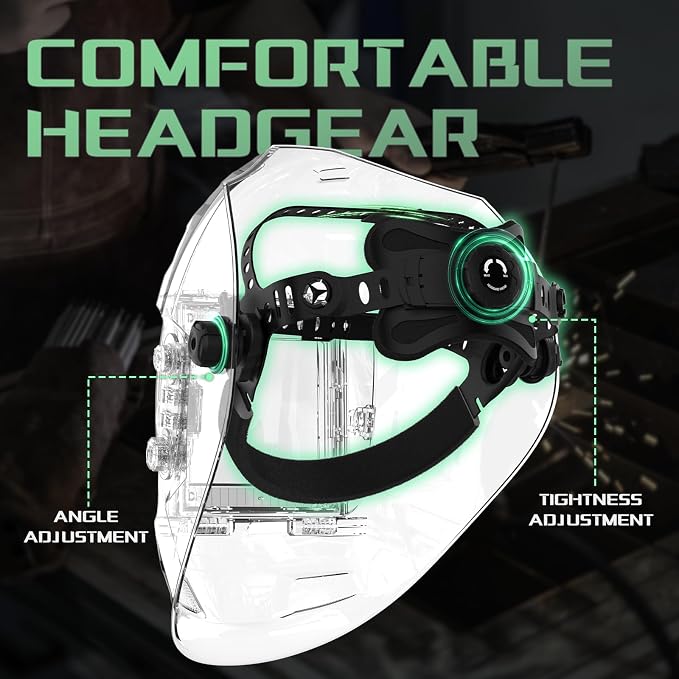 3.94" x 3.66" Large Viewing Hemispherical lense Welding Helmet，1/1/1/1 True Color Auto Darkening Welding Hood Mask，4 Arc Sensor Wide Shade for TIG MIG ARC Plasma Cut,Grinding