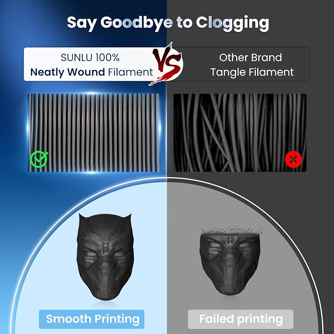 SUNLU 3D Printer Filament Bundle 10KG, PLA Plus Filament 1.75mm, Neatly Wound PLA+ Filament for Most 3D Printer, 2 Colors, 1kg Spool, Black * 5 Spools & White 5 Spools