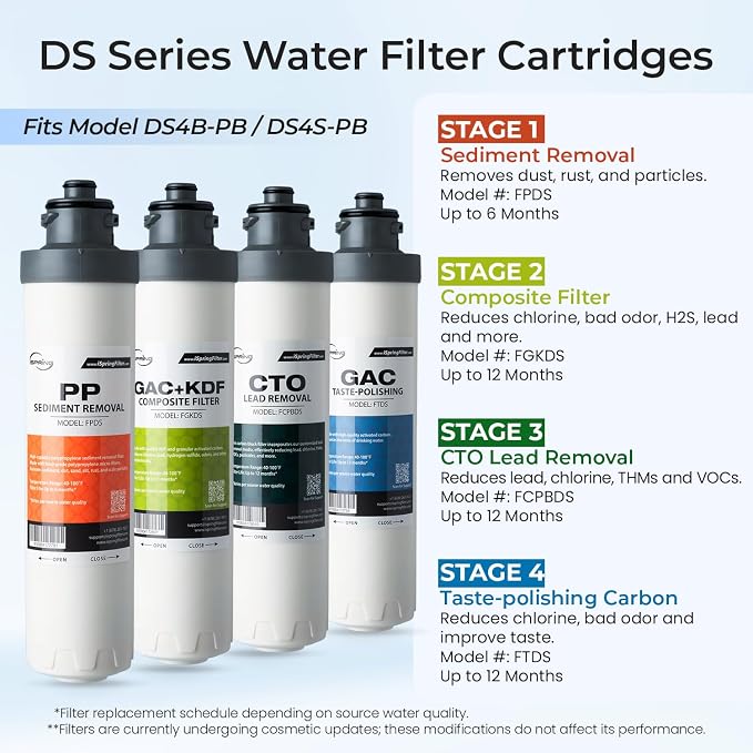 iSpring Bottleless Water Dispenser with 4-Stage Filtration, SGS-Tested 99% of Lead Removal, Water Cooler Dispenser - Hot, Cold, Room Temp, Self Cleaning, Black, Model: DS4B-PB