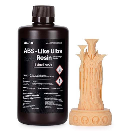 ELEGOO ABS-Like Ultra Resin with Extra Strength and Toughness, Compatible with MSLA/DLP/LCD Resin 3D Printer, Perfect 3D Printer Resin for Tool Application, Beige 1000g