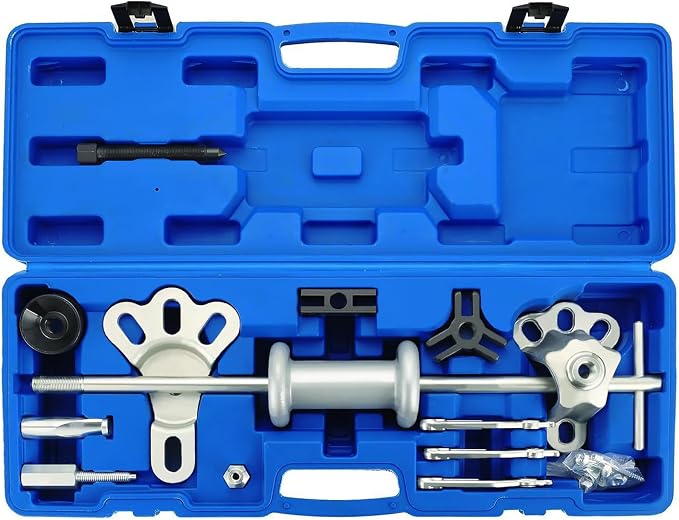 9-Way 2/3 Jaw Bearing Hub Gear Seal Remover Tool, 19pc Heavy Duty Slide Hammer Puller Kit