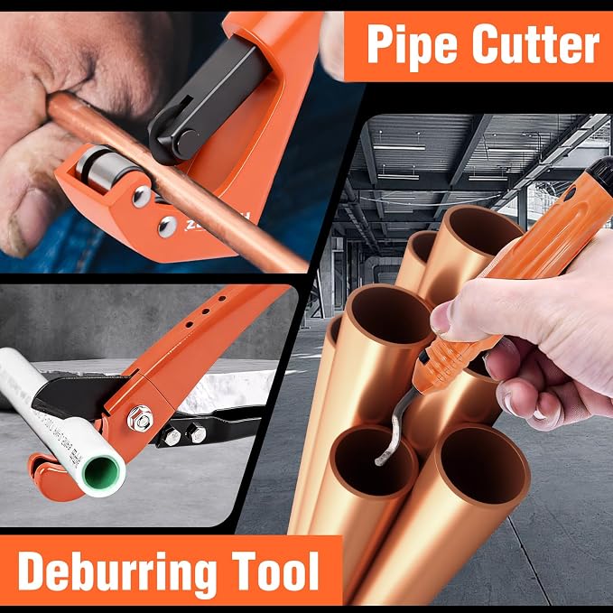 HZLZRZ Pro Press Copper and PEX Pipe Crimper Kit: 8 dies Set with Dies for 1/2" 3/4" 1" Copper Pipe ASTM F1807 PEX Copper Rings (5 Sizes 3/8" to 1"), Professional Tool for Plumbing Systems(YQK/1632B)