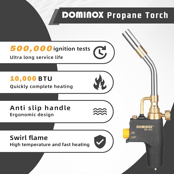 Propane Torch Head for Propane, MAP and MAPP Tank, High Intensity Trigger Start Gas Torch for Ignition, Cooking, Lighting, Welding
