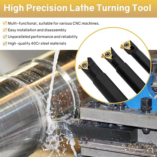 SNR0008K11, SNR0010K11, SNR0012M11 Indexable Lathe Turning Tool 12Pcs Kit, 3 Pcs Metal Lathe Tools Holder Set, with 9Pcs 11IR A60 Carbide Inserts Turning Inserts Carbide Turning Tool