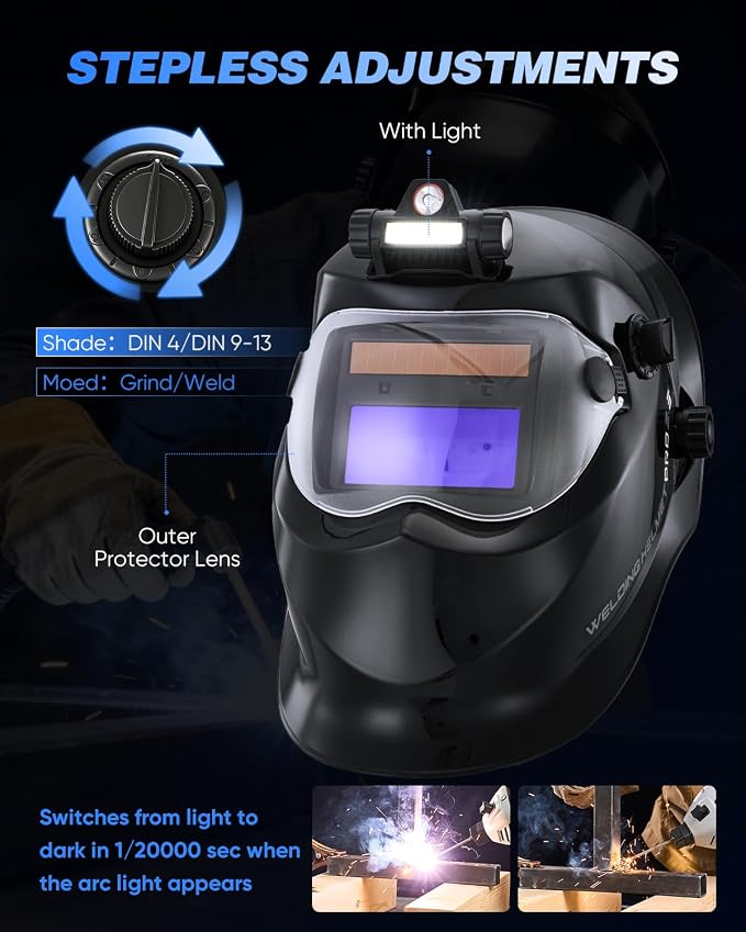 Saker Portable Welding Machine - Saker Auto Darkening Welding Helmet with LED Light