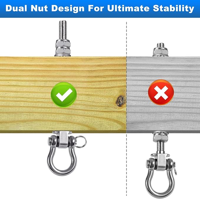 2Pcs Heavy Duty Swing Hangers with Bearings Stainless Steel Swing Hardware for Wood & Metal Beams Swing Hooks for Hanging Hammocks, Yoga Swings, Hanging Chair, Porch Swing 5" X M2/5", 1500LB Capacity