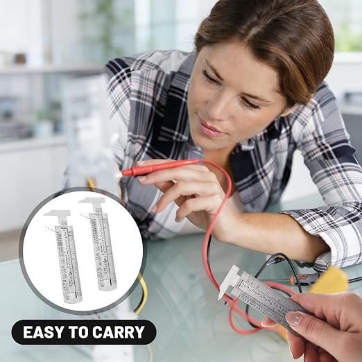 Copkim 4 Pcs Wire Gauge Measuring Tool Metal Thickness Gauges Stainless Steel Wire Measuring Gauge Standard Cable Sheet Thickness Gage with Storage Box