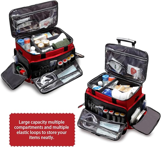 Medical Bag Rolling Roller Bag Trolley Duffel Nurses EMT CNA RN Empty for First Aid Responder Home Health Care Nursing Student Roll Duffle Bag Carry on Wheels Wheeled Work Physicians Doctor
