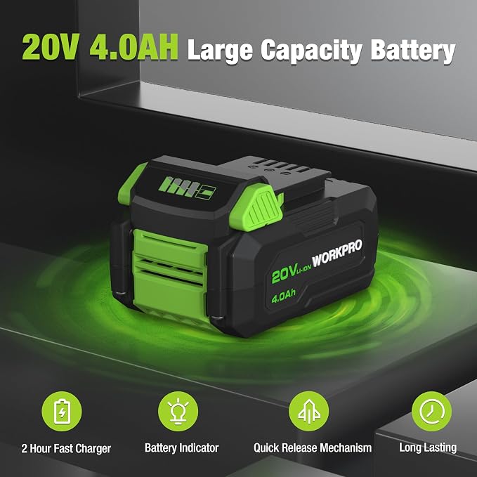 WORKPRO 20V Cordless Mini Circular Saw, 4-1/2" Compact Wireless Circular Saw 4.0Ah Battery, Fast Charger, 3 Blades, 4500RPM, Laser Guide, Max Cutting Depth 1-11/16"(90°), 1-1/8"(45°)