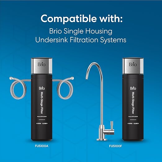Brio 11" 3 Stage Single Housing Replacement Filter for Under Sink Water Filtration System Models: FUS100A & FUS100F | 12,000 Gallons or 18 Months | NSF 42 & 372 Certified