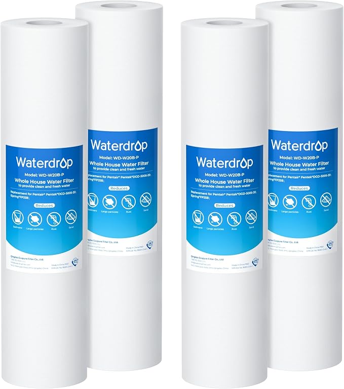 Waterdrop 5 Micron 20" x 4.5" Whole House Water Filter Replacement Cartridge Universal Sediment Filters for Pentair®Pentek®DGD-5005-20, iSpring®FP25B, 3M® Aqua-Pure® AP810-2, 4 Pick