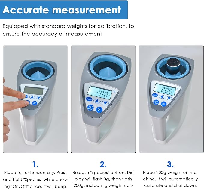 Professional Grain Moisture Meter, Moisture Tester for 20+ Grains, Measure Weight, Density, Temperature with LCD Display, Wheat, Corn, Rice, Crop Moisture Detector