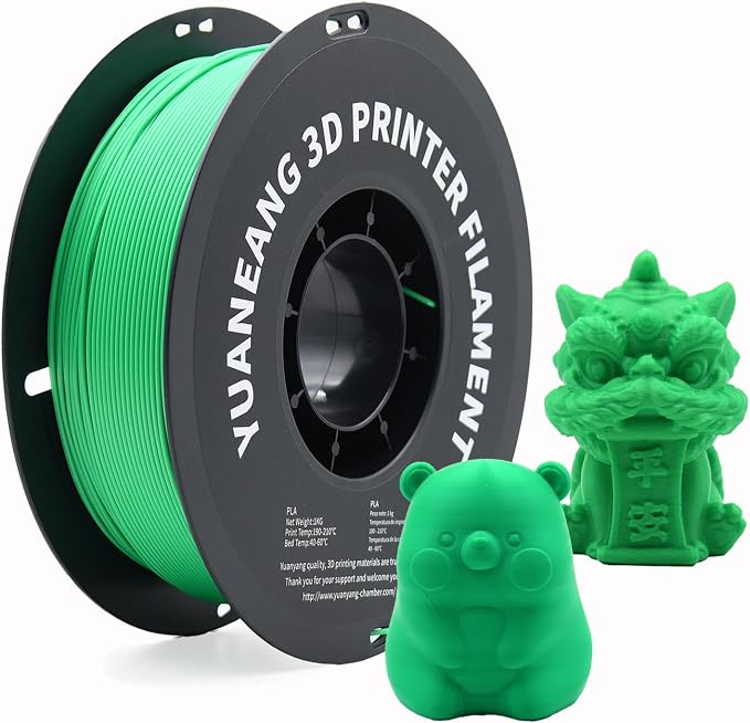 Green PLA 3D Printer Filament 1.75mm, 1kg Spool, ±0.03mm Precision, Low-Warp & Easy Printing, Ideal for Models, Crafts, Prototypes, Decorations & Nature-Themed Prints