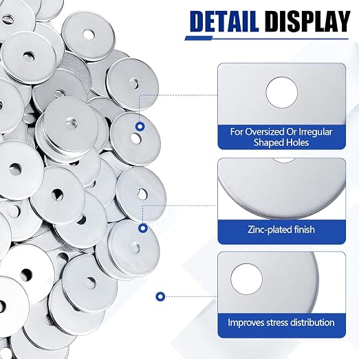 Yaocom 200 Pieces 5/16" x 1-1/2" Zinc Fender Washers Thickness 2mm Fender Washers for Wood and Wet Environment