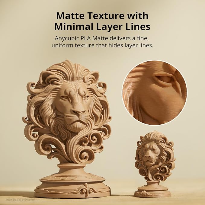 ANYCUBIC Matte PLA Filament 1.75mm, 3D Printing PLA Filament 1.75mm Dimensional Accuracy +/- 0.03mm, 1KG Reusable Spool (2.2 lbs), Latte Brown