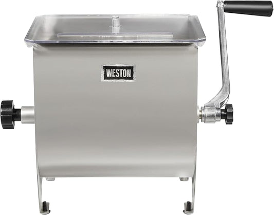 Weston 20 lbs Stainless Steel Meat Mixer for Adding Seasoning to Ground Beef, Burgers, Sausage, and Jerky, Silver (36-1901-W)