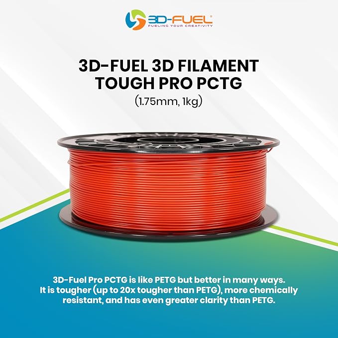 3D-Fuel Tough Pro PCTG Filament for Printing, Better Than PETG Filament, Made in The USA, Dimensional Accuracy +/- 0.02 mm, 1.75mm, 1 kg Spool, Toolbox Red