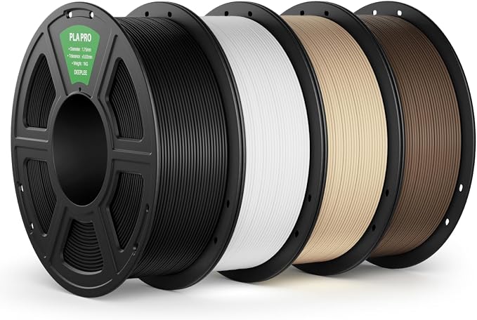 PLA PRO Filament 1.75mm, Stronger Toughness 3D Printer Filament 4KG, PLA Filament Dimensional Accuracy +/- 0.02 mm, Neatly Wound, Fits Most FDM 3D Printer, Black White Beige Braun