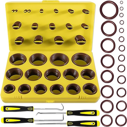 XBVV 386 PCS 30 Sizes Metric Viton O-Ring Assortment Kit for Various Chemicals, Cylinders, Hydraulic,Automotive and Plumbing Pressure Washer O Ring Repairs 75A Durometer
