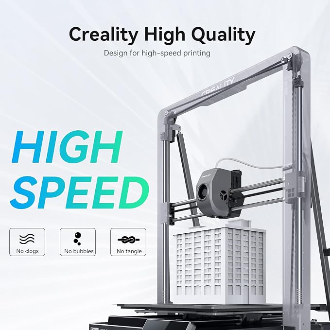Creality Hyper PLA Filament 1.75mm, 30-600mm/s High Speed 3D Printer Filament, Dimensional Accuracy +/-0.02mm, Fit Most FDM 3D Printers, 4 Pack 1kg Spool(2.2lbs), Black & White & Blue & Red