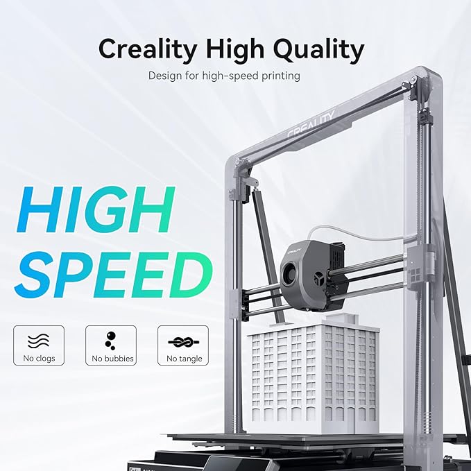 Creality Hyper PLA Filament 1.75mm, 30-600mm/s High Speed 3D Printer Filament, Dimensional Accuracy +/-0.02mm, Fit Most FDM 3D Printers, 4 Pack 1kg Spool(2.2lbs), Grey