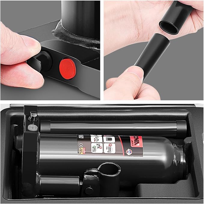 DNA Motoring 4 tons / 8818 lbs Lifting Automotive Welded Hydraulic Bottle Jack for Repair Vehicle, Pickup, Truck, w/Manual Handle, Black, TOOLS-00354