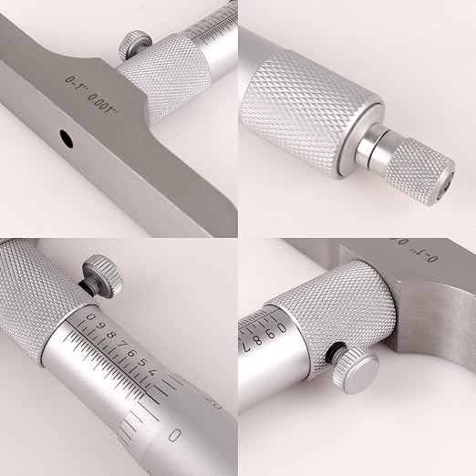 Depth Micrometer, 0-1" Measuring Range, 0.001" Graduation, Professional Precision Depth Gauge for Machining, Engineering & Metalworking, High Accuracy Tool