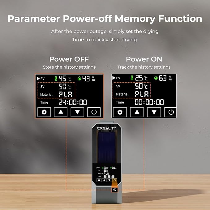 CREALITY Space Pi Filament Dryer – 360° Hot-Air Circulation, Fast Heating, 3.7'' LCD Touch Screen, One Key Set Filament Dehydrator & Storage Box for 1.75/2.85mm PLA, PETG, ABS, Nylon, PA, TPU