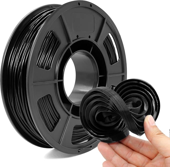 85A TPU 3D Printer Filament 1.75mm ±0.03mm,250g Black Filament,Super Soft & Flexible Rubber-Like Filament,Durable & Wear-Resistant, Smooth Feeding,Ideal for RC Car Tires, Lego Wheels.