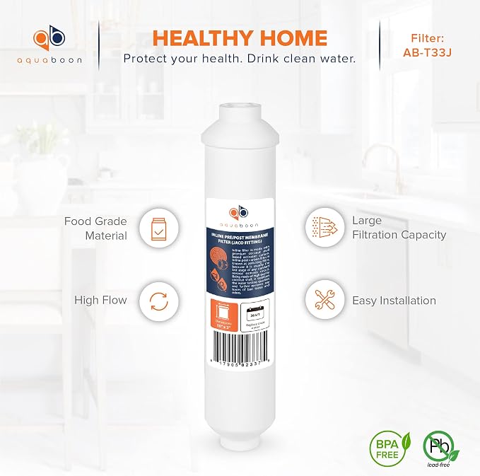 Aquaboon Inline Water Filter for Refrigerator 25-Pack of Inline Post/Carbon Polishing Water Filter Catridge for Reverse Osmosis System Standard Size (Jaco fitting)