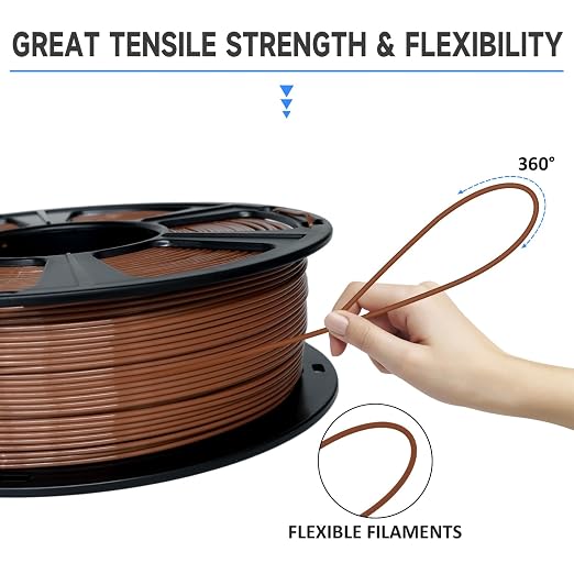 GIANTARM PLA Filament,Brown 3D Printer Filament 1Kg(2.2lbs) Spool,1.75mm Dimension Accuracy +/- 0.03mm,Fit Most FDM 3D Printers