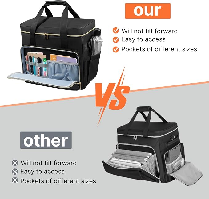 ORKELS Rolling Teacher Bag with Removable Trolley, Wheeled Teacher Tote for 17.3 Inch Laptop, Large Rolling Work Bag with Organized Storage for Books, Files, Lesson Plans & Classroom Supplies, Black