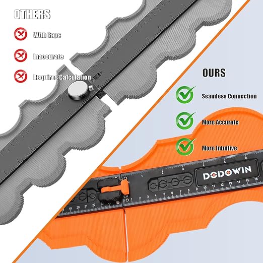 DODOWIN Contour Gauge Profile Tool Unlimited Connection 10 inch, Super Gauge Shape and Outline Tool, Gift for Men Dad Him Husband, Shape Outline Edge Angle Measuring