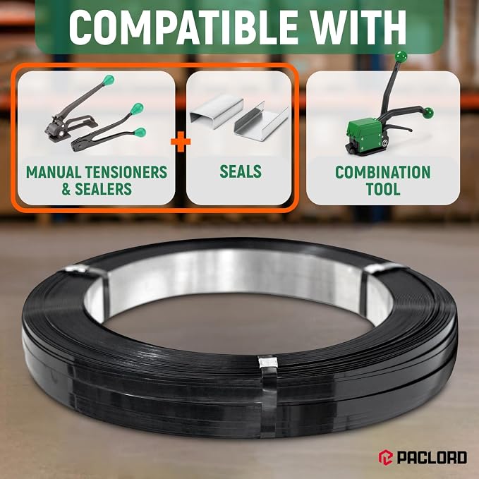 3/4" x 200' Heavy-Duty Steel Strapping in Portable Self-Dispensed Box, 0.020" Thick, 1790 Lbs Break Strength - Pallet Steel Banding with Superior Cut-Resistance - Approved for UPS Shipping | 0.020" Thick, 1790 Lbs Break Strength - Pallet Steel Banding ...