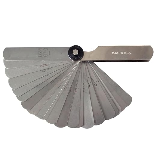 Made in USA | Unipec Feeler Gauge, English & Metric Thickness Gage, 26 Number of Leaves, 0.0015" to 0.025" (0.038 to 0.889 mm) Size of Leaves, Straight Blade 1/2" Width at Tip